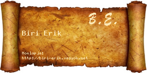 Biri Erik névjegykártya